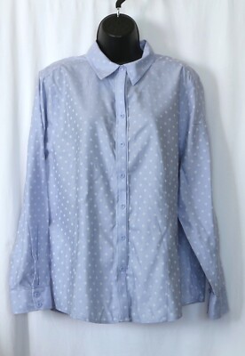 CHICO'S Dotted Lt. Blue No Iron Blse 48 In Chst 27 In Lng Sz 3 (XL) EXC