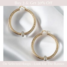 Chunky Gold Hoops 9ct Gold Guilded 60mm Medium Gold Twist Earrings With Balls