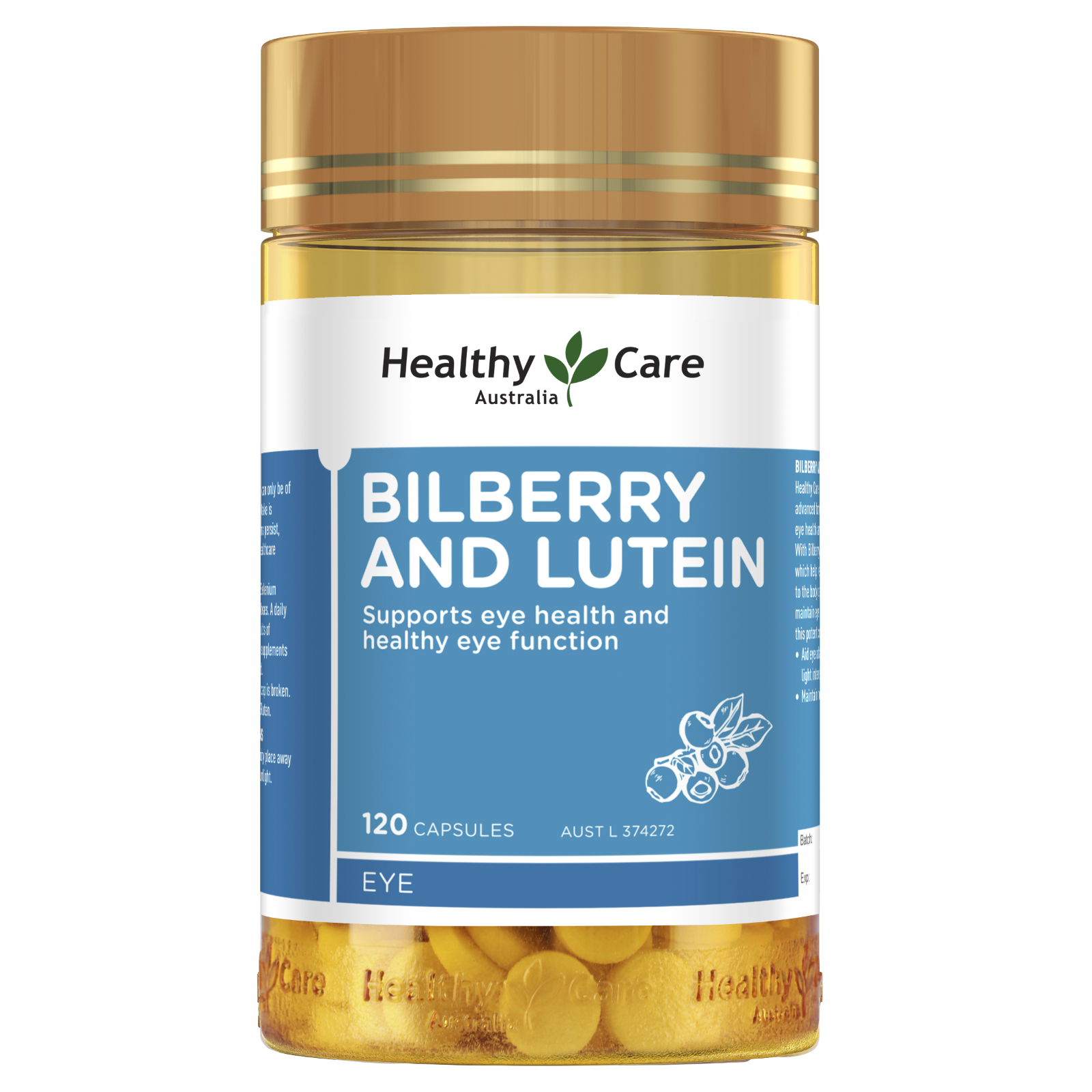 Healthy Care Bilberry and Lutein 120 Capsules Supports eye health