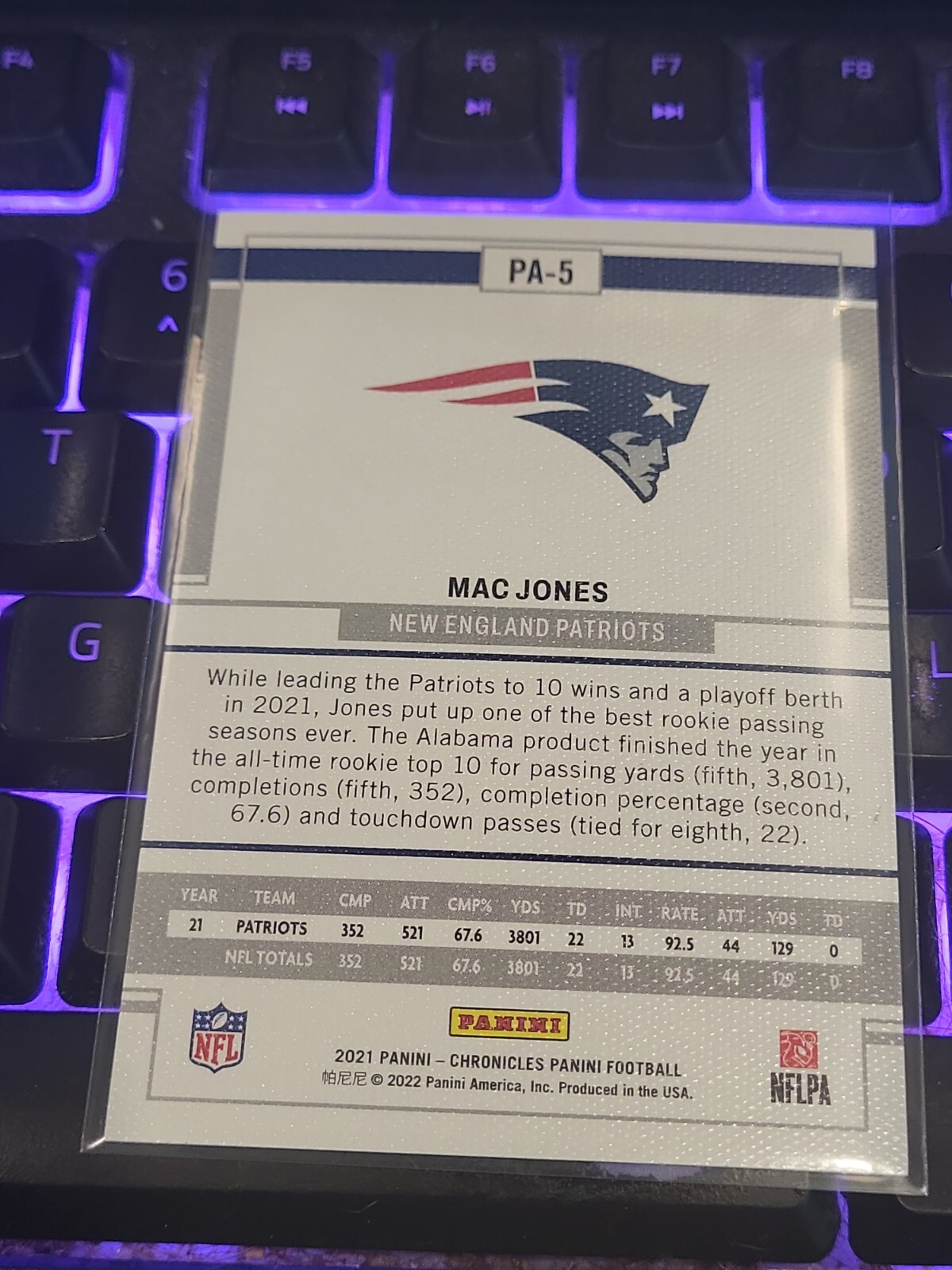 Mac Jones 2021 Panini Chronicles Football RC Rookie Card PA5 Patriots PINK eBay