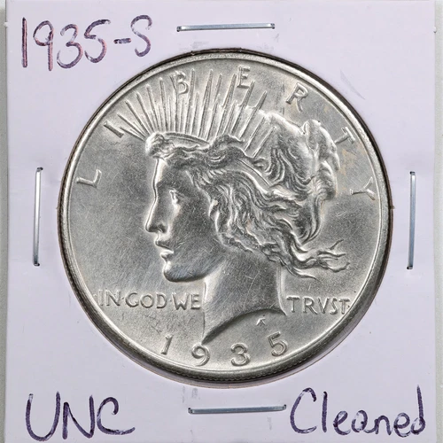 1935-S $1 Peace Silver Dollar with UNC Detail Cleaned #5255