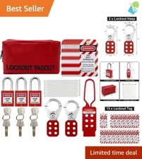 Electrical Safety Lockout Tagout Kit – Padlocks, Tags & Nylon Tool Bag Included