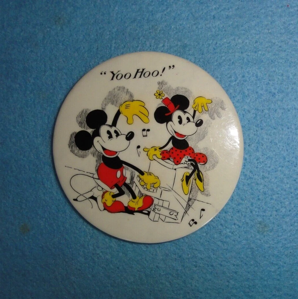 1930 Датированный Микки и Минни-Маус "Yoo Hoo" Британский Целлулоид Pinback кнопка. - Изображение 3 из 4