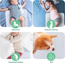 KAKICLAY Washable Underpads Reusable Bed Wetting Incontinence Pads for Bed Sofa