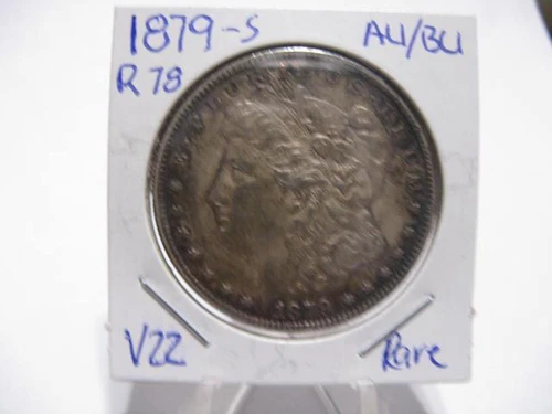 RARE DATE 1879 s  REVERSE OF 1878  MORGAN DOLLAR  CHOICE AU/BU  V22
