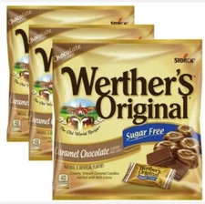 3 Packs STORCK Werther's Original *SUGAR FREE* "CARAMEL CHOCOLATE" Hard Candies