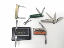 Vtg Lot 5 Folding Pocket Knives Colibri Swiss Army Victorinox Dresser Magcobar