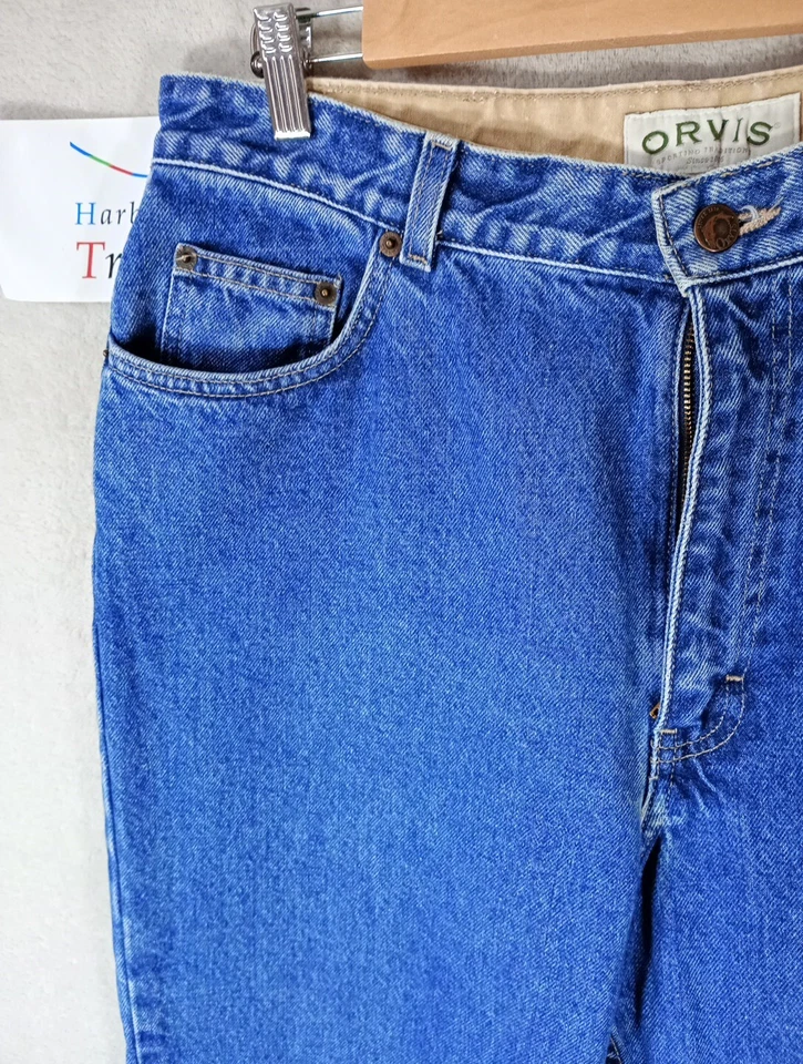 Orvis Jeans Womens UK 16 30 Leg Blue Denim Relaxed Fit Button Fly Designer — 第 2/4 张图片