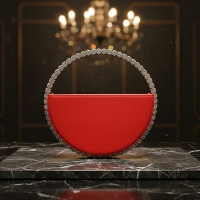 Strass Kreis Tasche Glamourös Kristall Griff Handtasche Formelle Veranstaltung für Hochzeit
