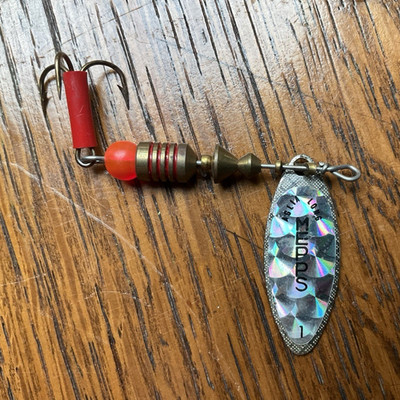 Mepps Aglia Size 1 Spinner Silver/Red Metal Insect Bait Treble Hook 2 in