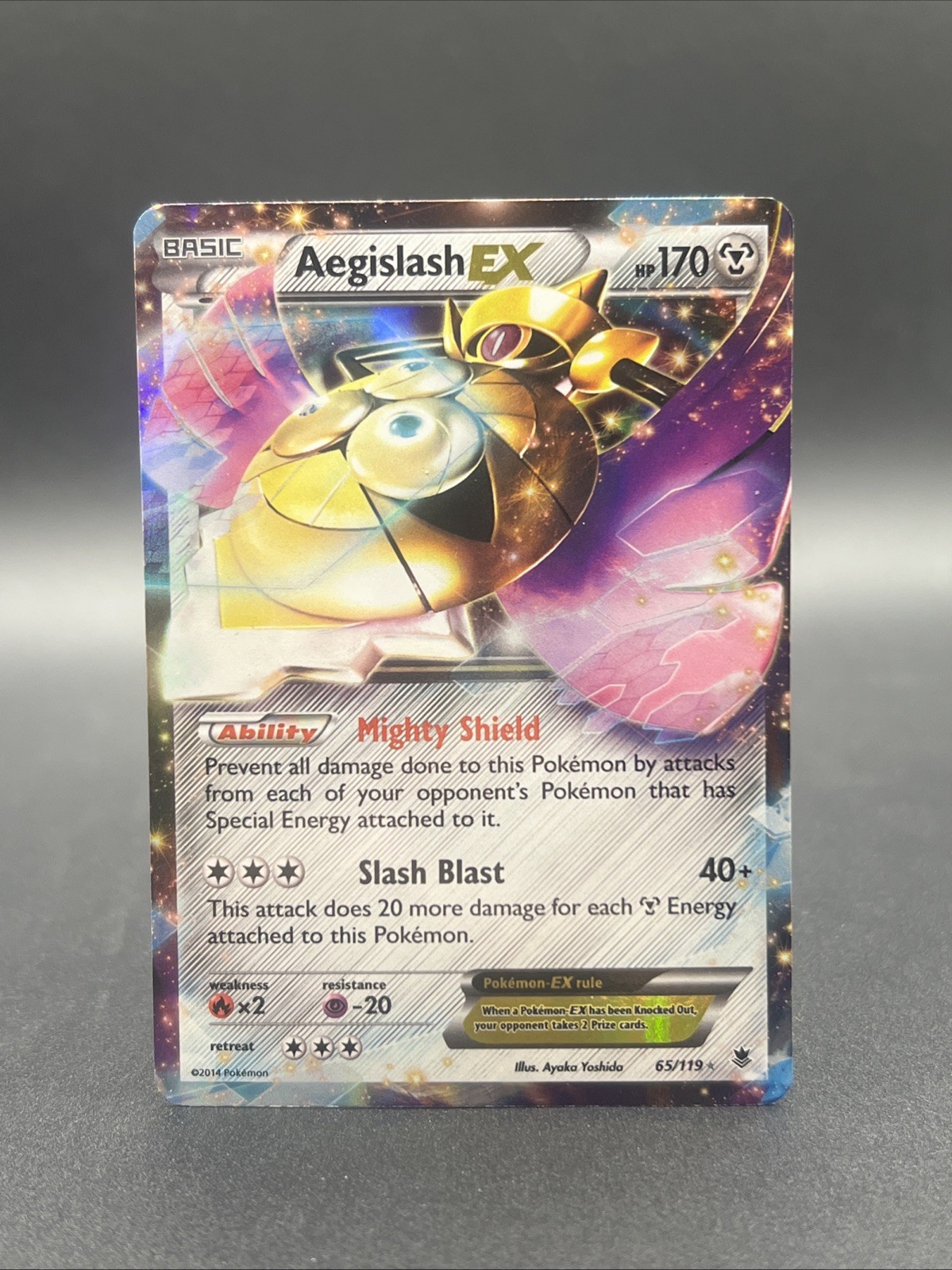 Pokémon Aegislash EX TCG Holo Ultra Rare Card 65/119 Phantom Forces NM