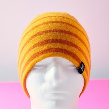Burton Snowboard Reversible Beanie Orange Stripes Winter Knit Hat