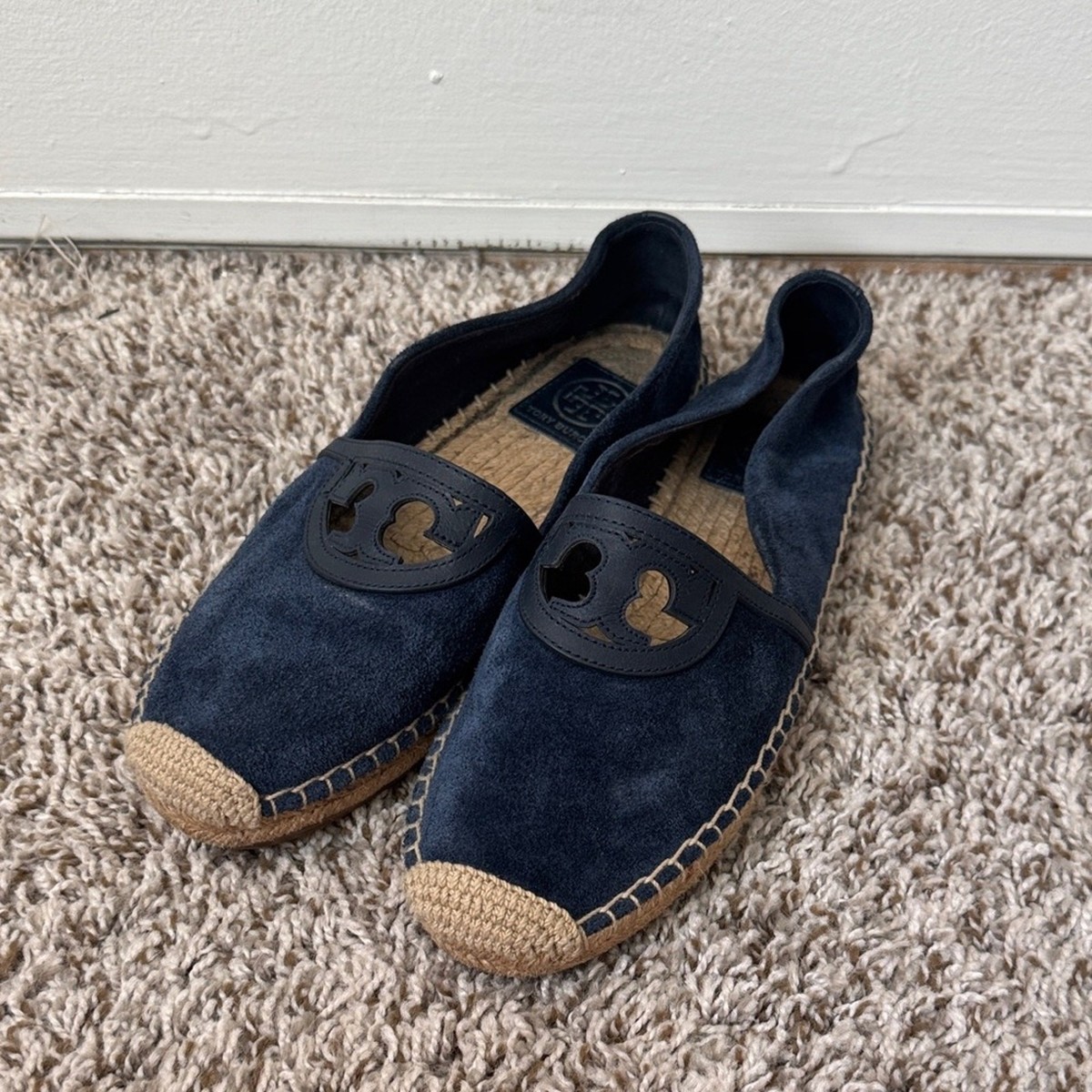 靴 TORY BURCH Studded Blue Suede Flat shoes Mellow Studded Mule: Women's Designer Flats | Tory Burch
