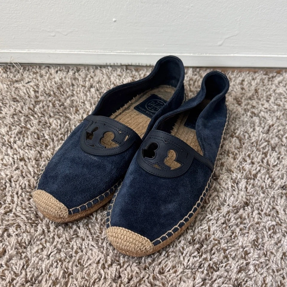 Эспадрильи на плоской подошве Tory Burch 7.5 Sidney темно-синие замшевые - Изображение 2 из 4