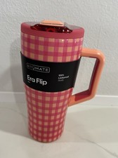 BruMate 30oz Stainless Steel Era Flip Water Bottle Peach Gingham