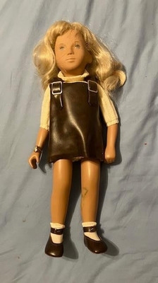 Vintage Sasha London Girl Doll, Blond, Brown Vinyl Jumper / white knit Sweater