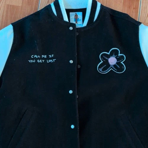 GOLF le FLEUR* Varsity Jacket Black/White/Pink Quilted L Snap Wool 096/150 - product listing photo