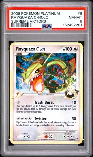2009 POKEMON PLATINUM SUPREME VICTORS #8 RAYQUAZA C-HOLO PSA 8