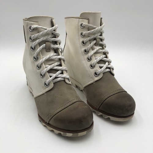 Sorel Joan Of Arctic Wedge II Boots Womens Size 9 Lace Up Canvas Leather Shoes