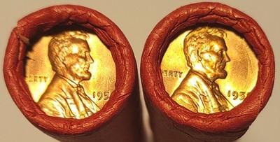 1959-P Lincoln Cent Roll  RED   BU to GEM  *2 ROLLS*   Sealed OBW   100 cents