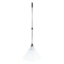 Uimoso Steel Garden Leaf Rake, 15-Tine with Adjustable 32-63 Inch Handle