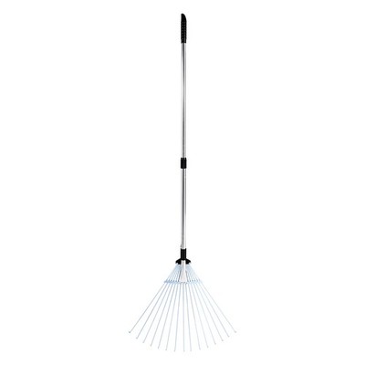Uimoso Steel Garden Leaf Rake, 15-Tine with Adjustable 32-63 Inch Handle