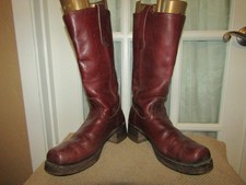 Vintage Campus Boots Chunky Heels Burgundy Leather Men  s size 9.5 D USA made