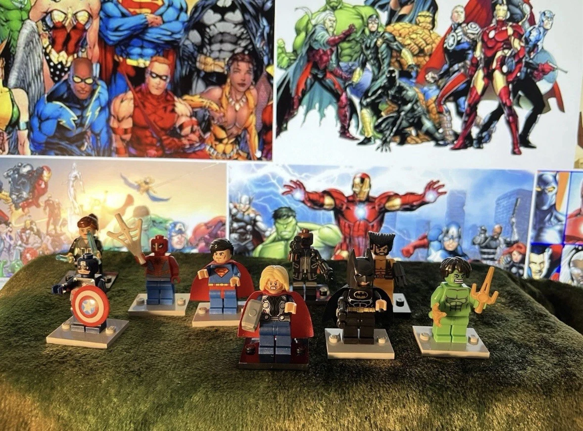 9x Minis SUPER HEROES Batman Spiderman etc SPECIAL - ON LEGO BASES - SPECIAL SET