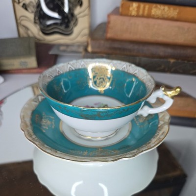 Chase Bone China Turquoise Gold Trim Courting Couple Tea Set