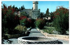 Rhodes Flower Garden Medieval Tower Vintage Postcard P. Marzari Italy