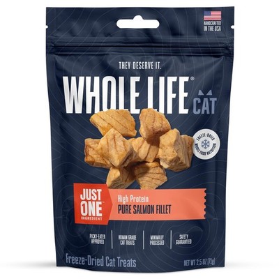 Whole Life Cat Just One Salmon Freeze Dried Cat Treats - Human Grade High Pro...