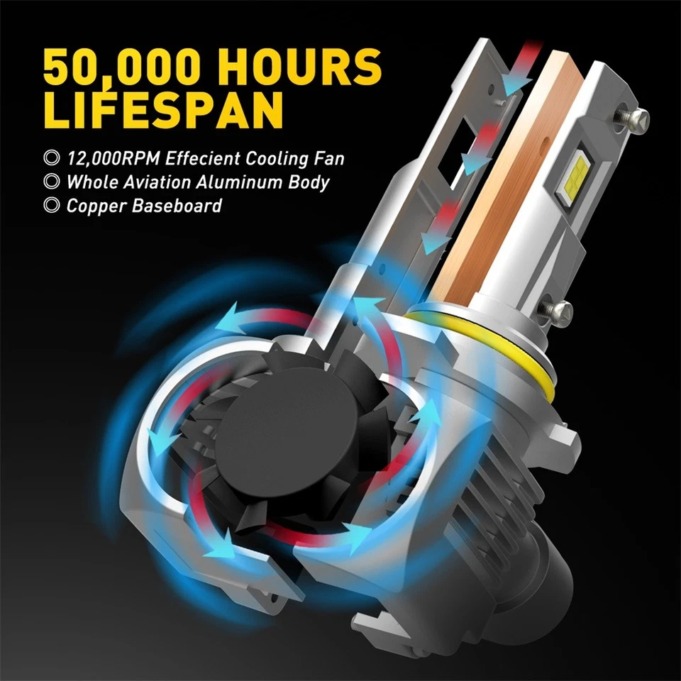 AUXITO LED High 9012 Headlight Low Bulb Ultra ERROR Brightness FREE Q16 1-10Set - Image 4 of 4