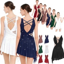 Women's Lyrical Ballet Dance Asymmetrical Leotard Dress Figure Ice Skating