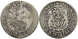 GC: Polen Danzig Ort (1/4 Taler) 1623 Sigismund III. Wasa Kop.7504