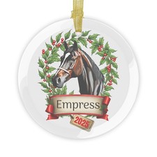Custom Holiday Horse Glass Ornament - Thoroughbred horse