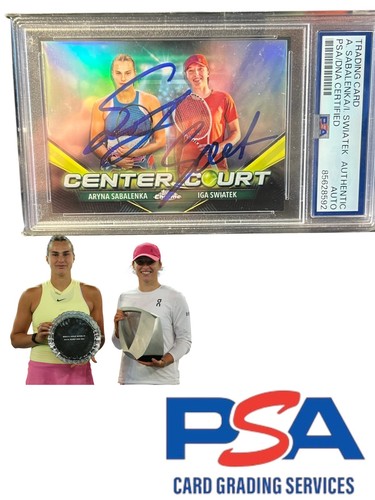 2024 Topps Chrome Center Court Aryna Sabalenka, Iga Swiatek Signed Card PSA/DNA