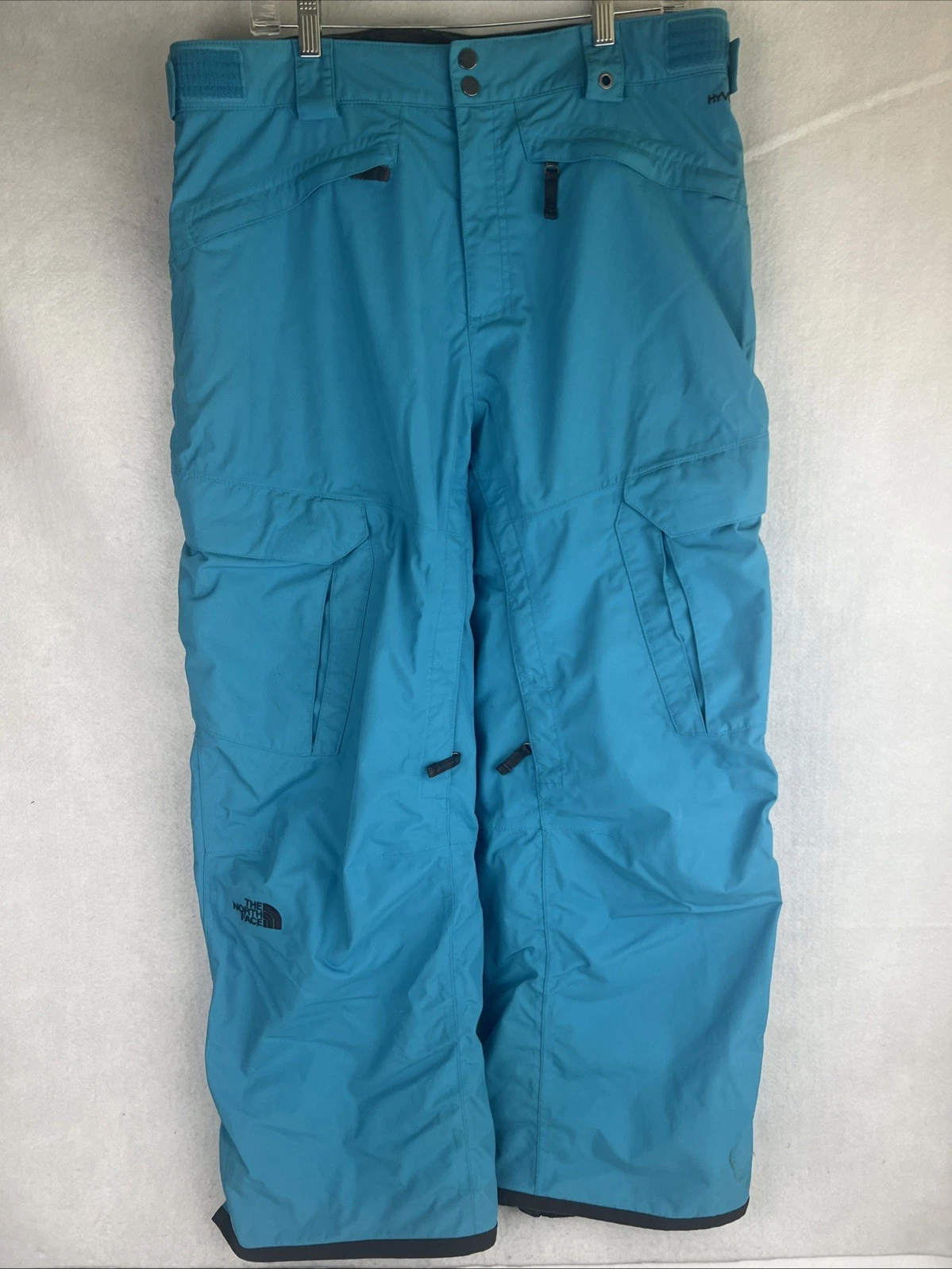 The North Face Hyvent Blue Cargo Ski Pants Men Size L TNF Snowboard Insulated