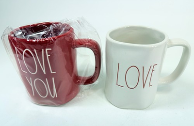 #ad Rae Dunn Valentine#x27;s Day Lot of 2 Coffee Mugs quot;LOVE YOUquot; quot;LOVEquot; $14.99