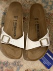 Birkenstock Madrid BS Patent White Slide Sandals US 7 EU 37 Std Buckle NIB — photo 1