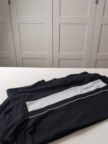 Mens Calvin Klein Black And White Shirt, Short Sleeve, Size Medium - Picture 7 of 8