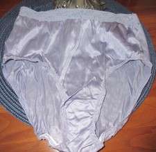 vintage FRUIT of the LOOM COUNTRY BLUE lace waist HI LEG SISSY sheer panties 6/M