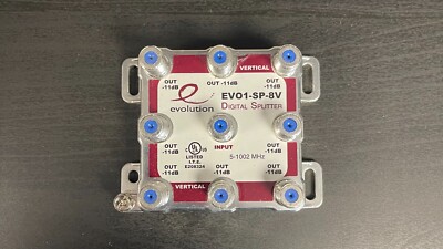 Evolution Digital Splitter  9 Connector Coax Top Quality Highly Rated EVO1-SP-8V