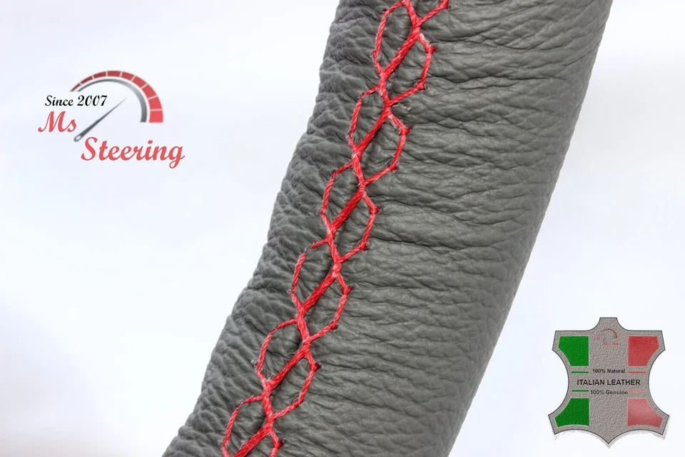 FUR SUZUKI X-90 96-98 GRAU LEDER-LENKRADABDECKUNG, ROT STIT — 第 2/4 张图片