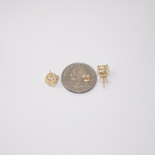 NEW Sterling Silver Gold Vermeil Clear CZ 8mm Stud Earrings - Picture 3 of 4