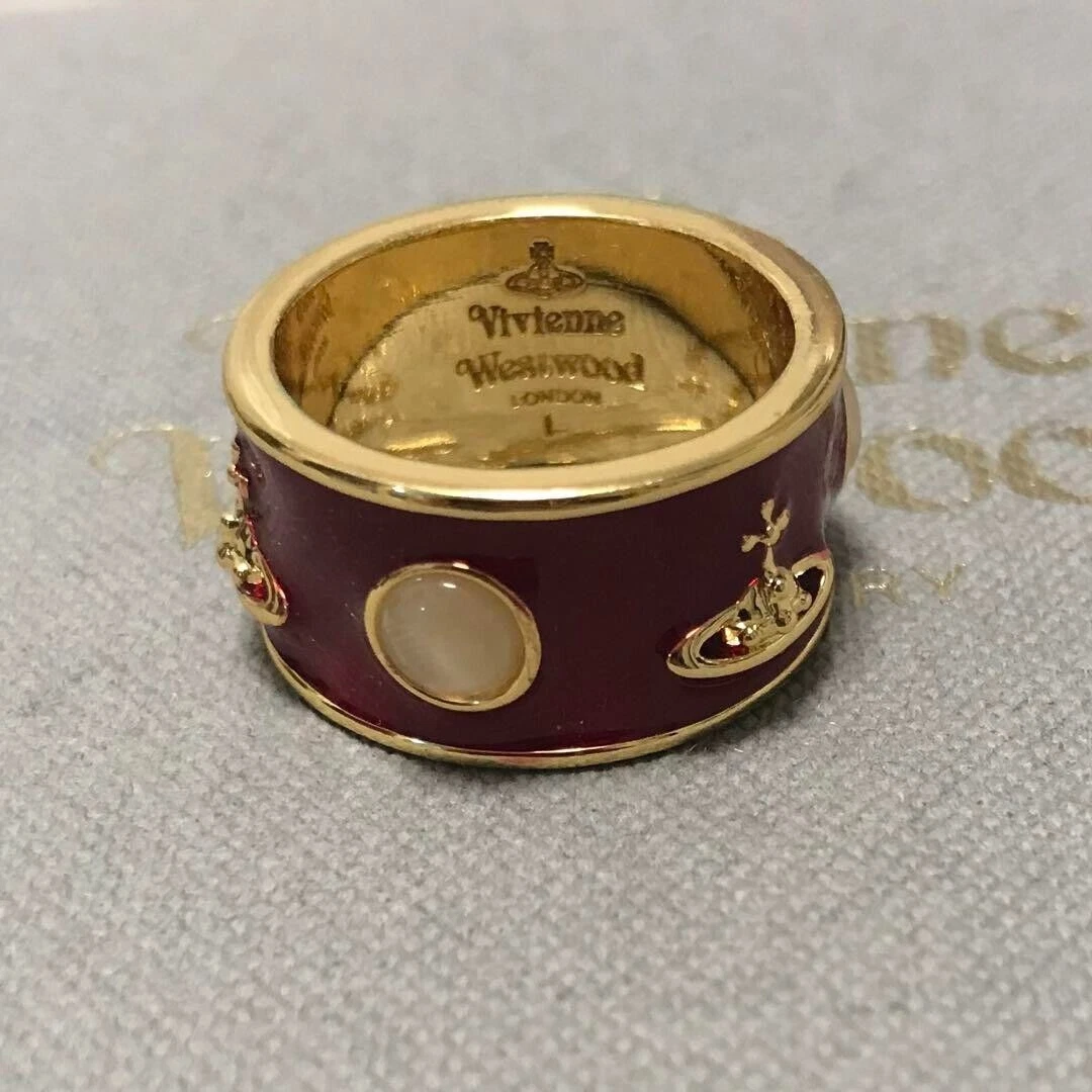 Used Vivienne Westwood red gold color ring women accessories