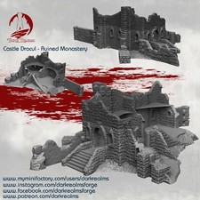 Castle Dracul Ruined Monastery Fantasy tabletop terrain, wargaming 28mm