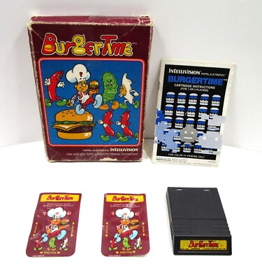 Vintage Mattel Intellivision BURGERTIME Video Game with Overlays and  Manual