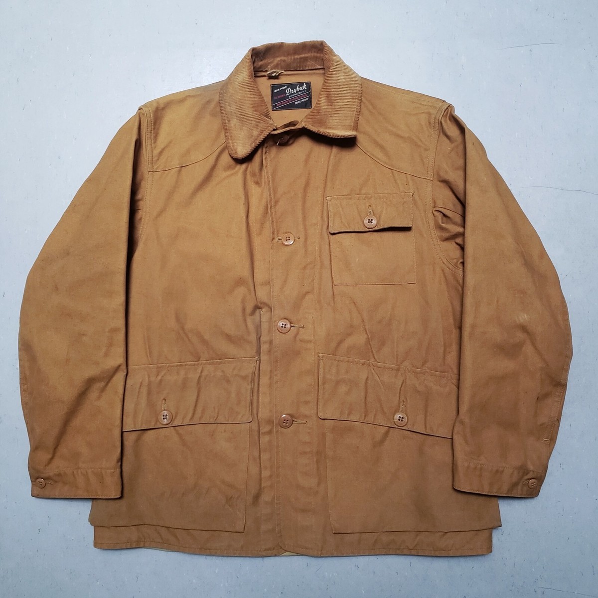 Vtg 40s DRYBAK Brown Duck Cotton Canvas Hunting Jacket