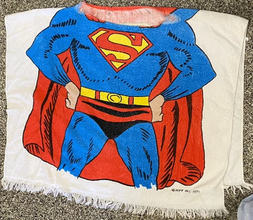 Vintage Original DC Comics 1971 DC Superman Beach Towel & Poncho RARE