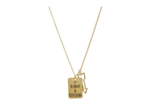 Goldtone "Be Brave And Keep Going" Plate & Arrow Pendant Necklace ~ Gift Idea! - 第 1/1 張圖片